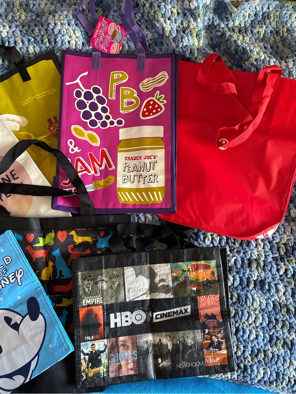 Trader Joes Reusable Comfort Food, Perky Owl Coffee, Disney, HBO Max Bundle of 7